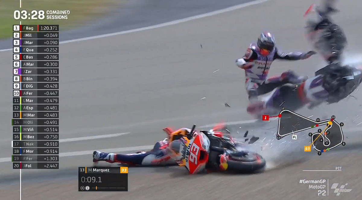 MotoGP Jerman: Red Flag! Marquez Kecelakaan, Tabrak Zarco